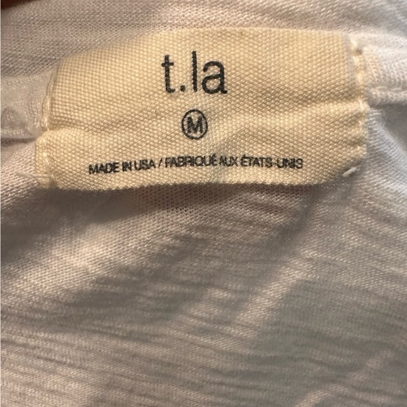 Anthropologie T.La Women's White Embroidered Short Sleeve V-neck Top Sz M (a3 - Picture 7 of 10